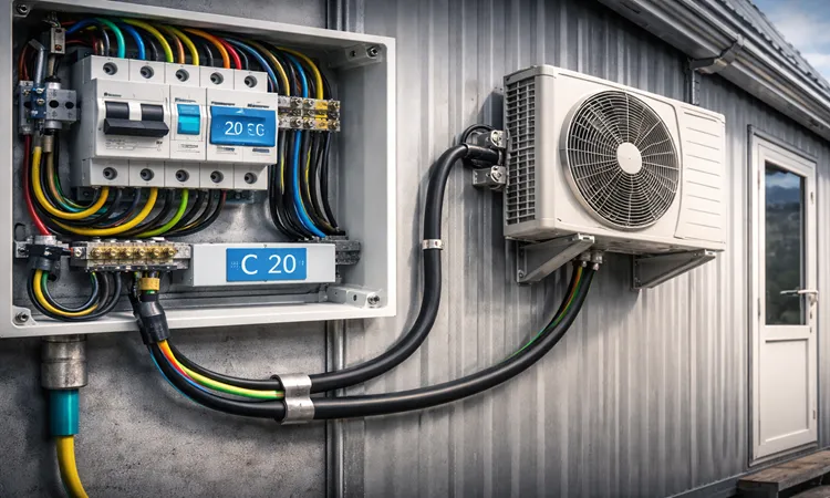 برق کشی کانکس چگونه بايد انجام شود؟ راهنمای اجرايی ايمنی + چک ليست تحويل 4 برق کولرگازی در کانکس (مدار مستقل و حفاظت) | پیمان کانتین