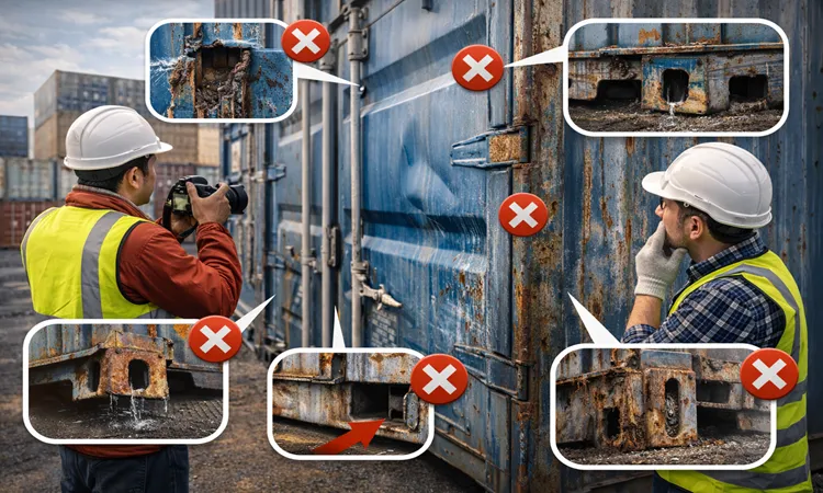 کارشناسی کانتینر دست دوم قبل از خريد + چک ليست مرحله ای برای تشخيص کانتینر سالم 6 اشتباهات رايج خريداران در بازديد کانتینر دست دوم | پیمان کانتین