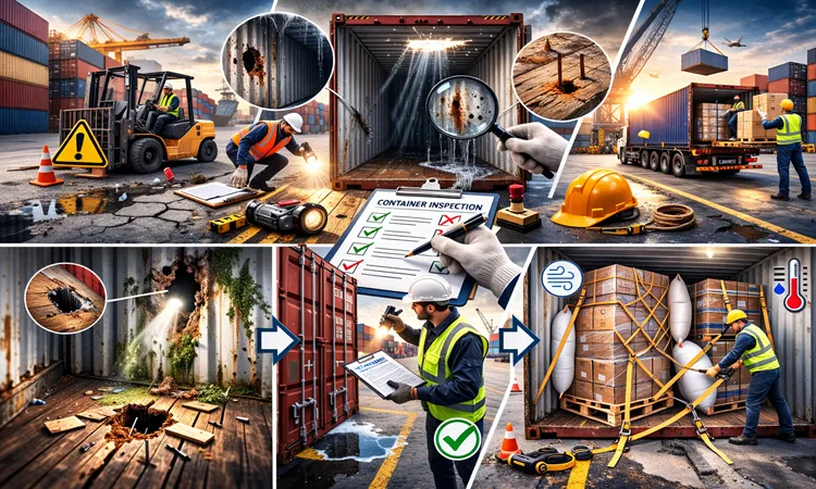 مديريت ريسک در حمل كانتينری: راهنمای عملی كاهش خسارت 3 كنترل های قبل از بارگيری و ارزيابی شرايط كانتينر | پیمان کانتین