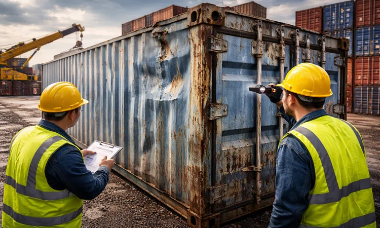 کارشناسی کانتینر دست دوم قبل از خريد + چک ليست مرحله ای برای تشخيص کانتینر سالم 2 مرحله 1 بازديد بيرونی بدنه (بدون ابزار) | پیمان کانتین