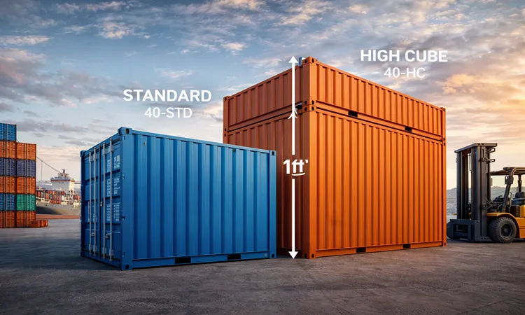 ابعاد کانتینر 40 فوت هاي کيوب 40HC چقدر است؟ جدول اندازه ها + تفاوت با 40 استاندارد | پیمان کانتین