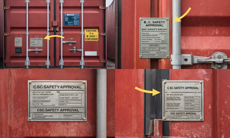 پلاک CSC کانتینر چیست؟ (راهنمای خواندن پلاک و چک لیست خرید بدون ریسک) 2 پلاک CSC کجا نصب می شود و چطور سریع پیدا کنیم | پیمان کانتین