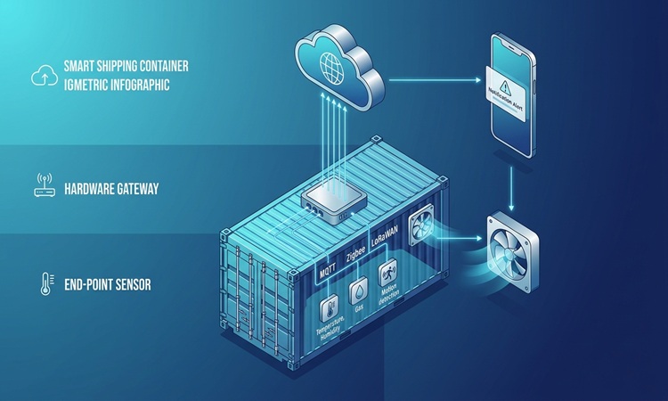 کانکس های هوشمند مجهز به اینترنت اشیا (IoT) و حسگرها چیست و چگونه کار می کند؟ 2 نقش اینترنت اشیا در هوشمندسازی کانکس ها | پیمان کانتین